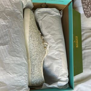 Keds Silver Sneakers with Textured Canvas Design